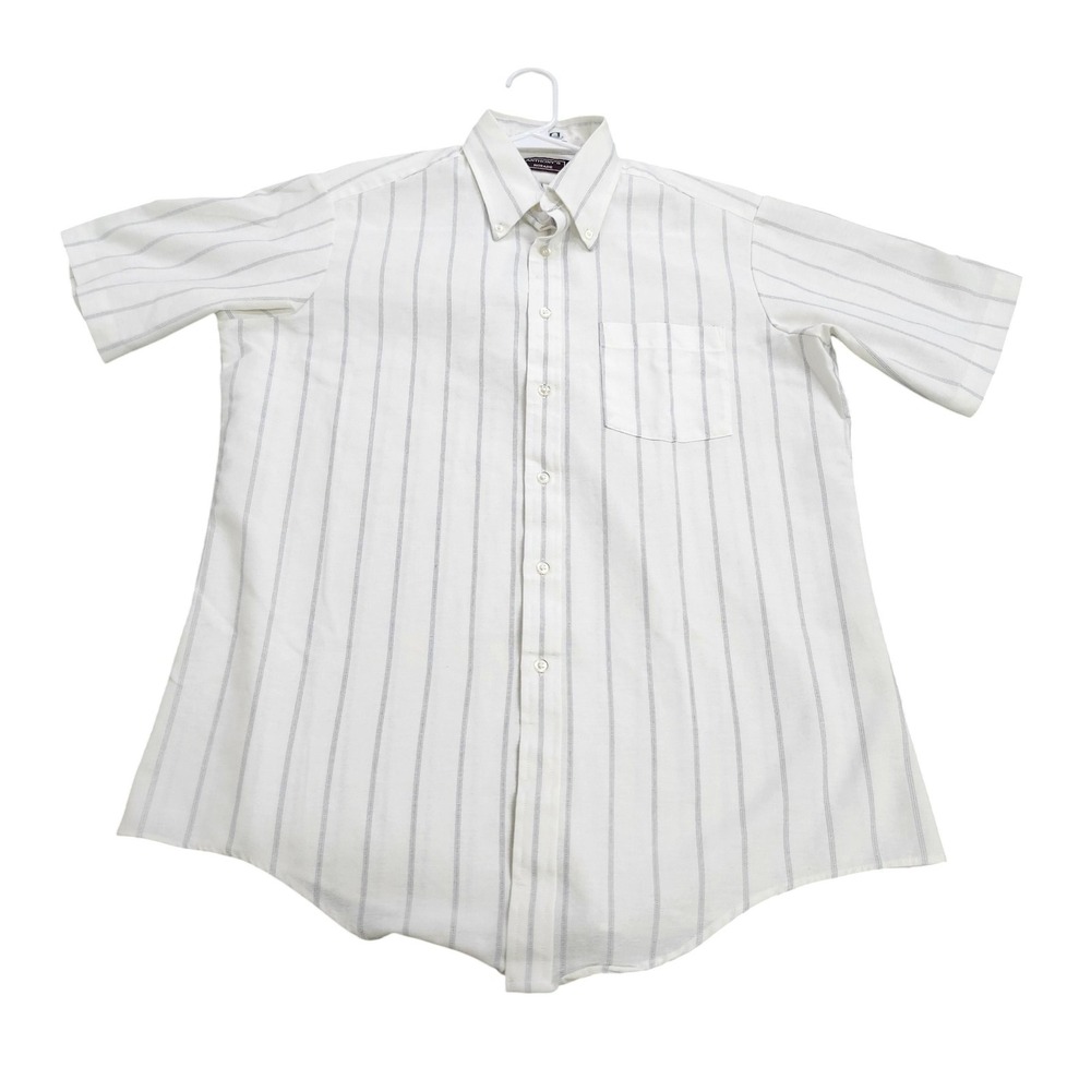 Anthony's Shirt Mens 2XL White Stripe Short Sleeve Button Casual Made In USA